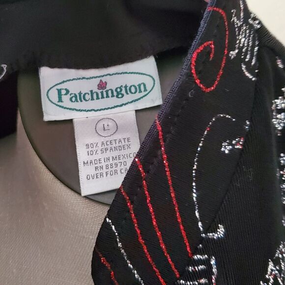 Sparkle black sliver red Cheongsam strettch top large - Picture 8 of 12